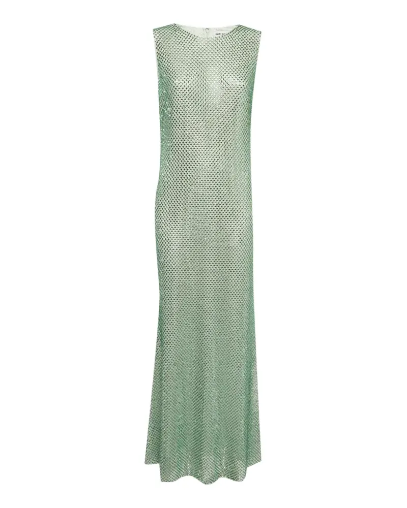 Self-Portrait crystal-embellished mesh midi dress - Grün Grün