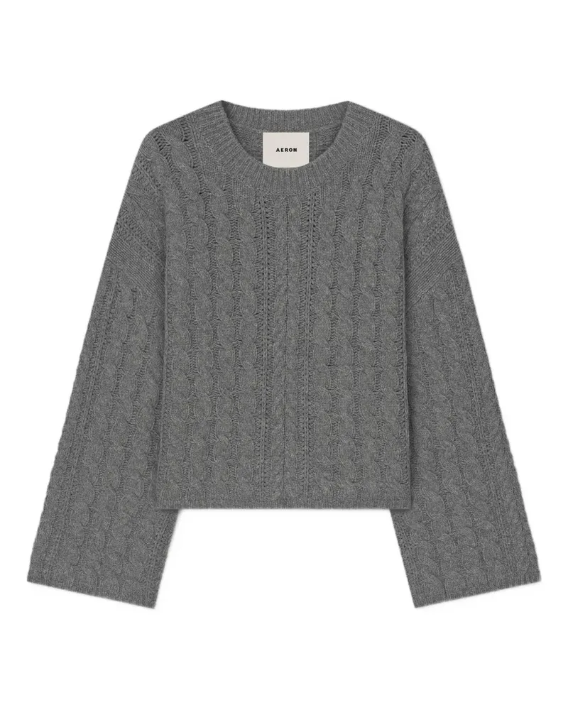 AERON Pullover mit Zopfmuster - Grau Grau