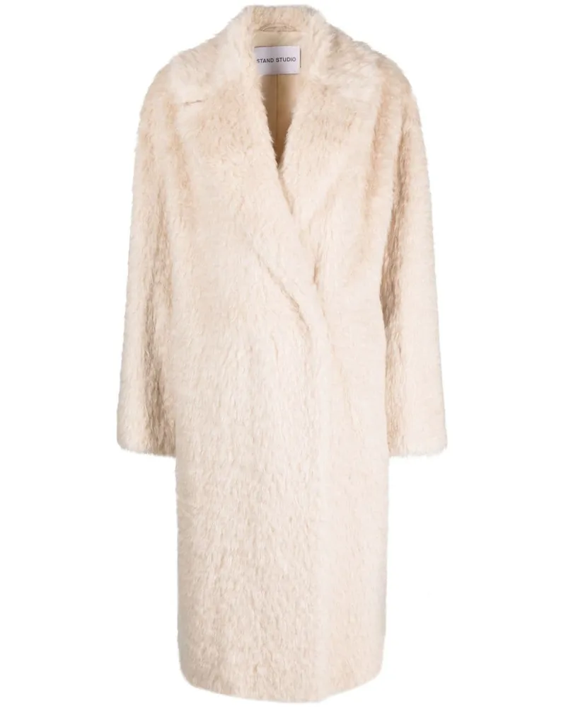 STAND Langer Mantel aus Faux Fur Nude