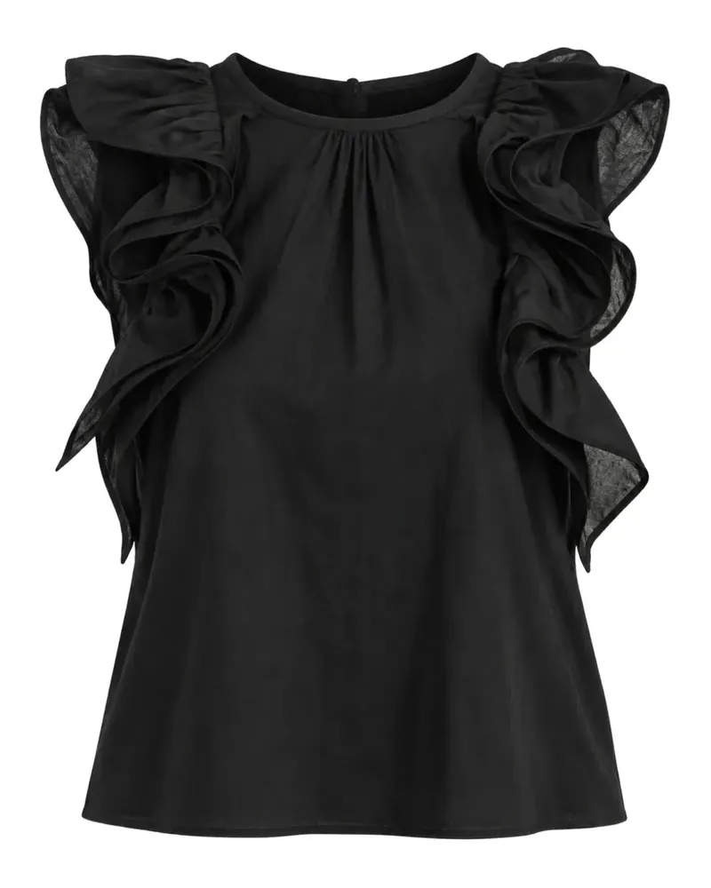 Kaos ruffled-sleeve top - Schwarz Schwarz