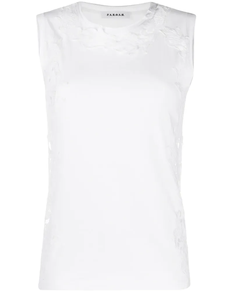P.A.R.O.S.H. P.A.R.O H. lace embroidery tank top - Weiß Weiß