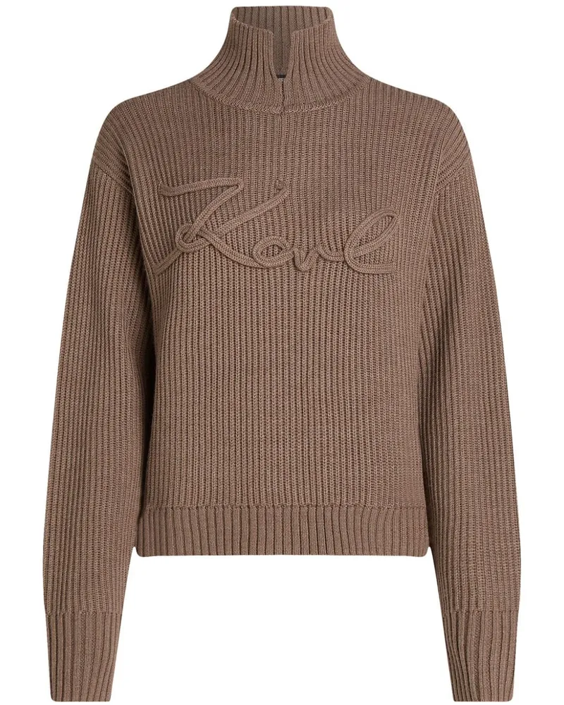 Karl Lagerfeld Signature Soutache Strickoberteil - Braun Braun