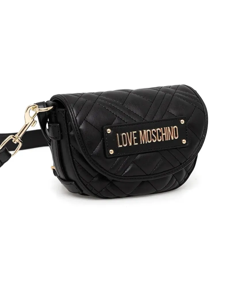 Moschino Gesteppte Umhängetasche mit Logo - Schwarz Schwarz