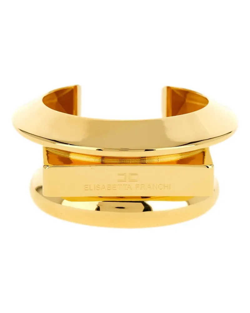 Elisabetta Franchi logo-detail cuff bracelet - Gold Gold