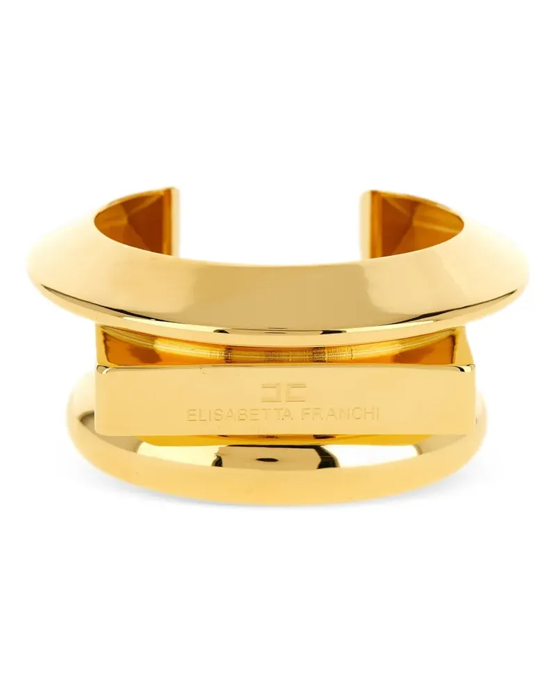 Elisabetta Franchi logo-detail cuff bracelet - Gold Gold