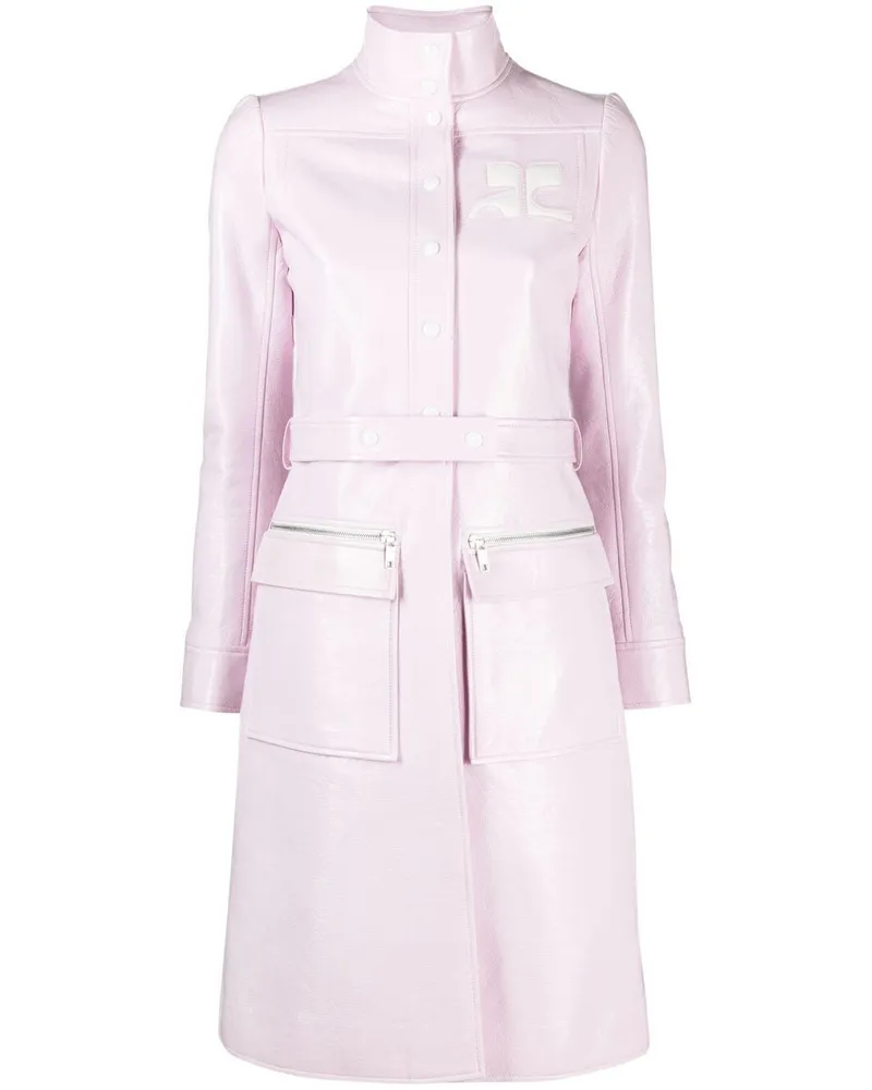 Courrèges Vinyl-Trenchcoat mit Logo-Applikation - Rosa Rosa