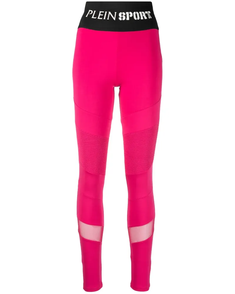 Philipp Plein High-Waist-Leggings mit Logo - Rosa Rosa