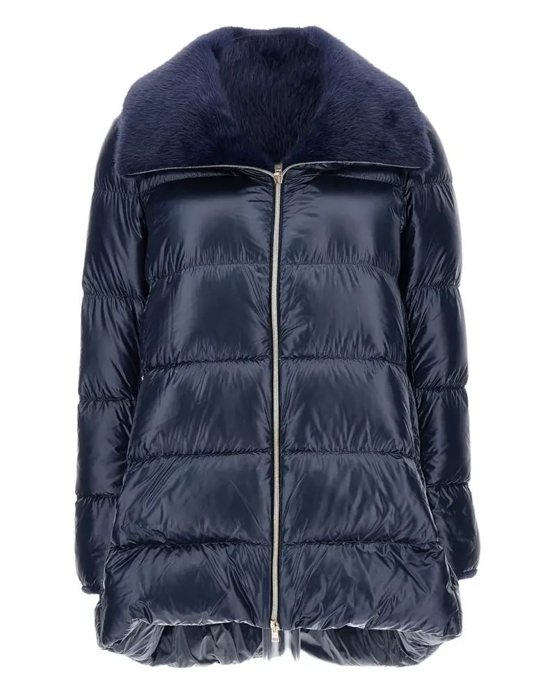 Herno Gefütterter Mantel mit Faux-Fur-Besatz - Blau Blau