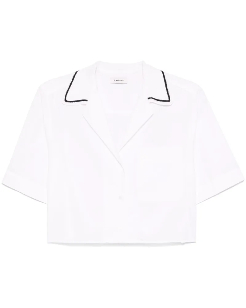 Sandro Hemd mit gestricktem Kragen - Weiß Weiß