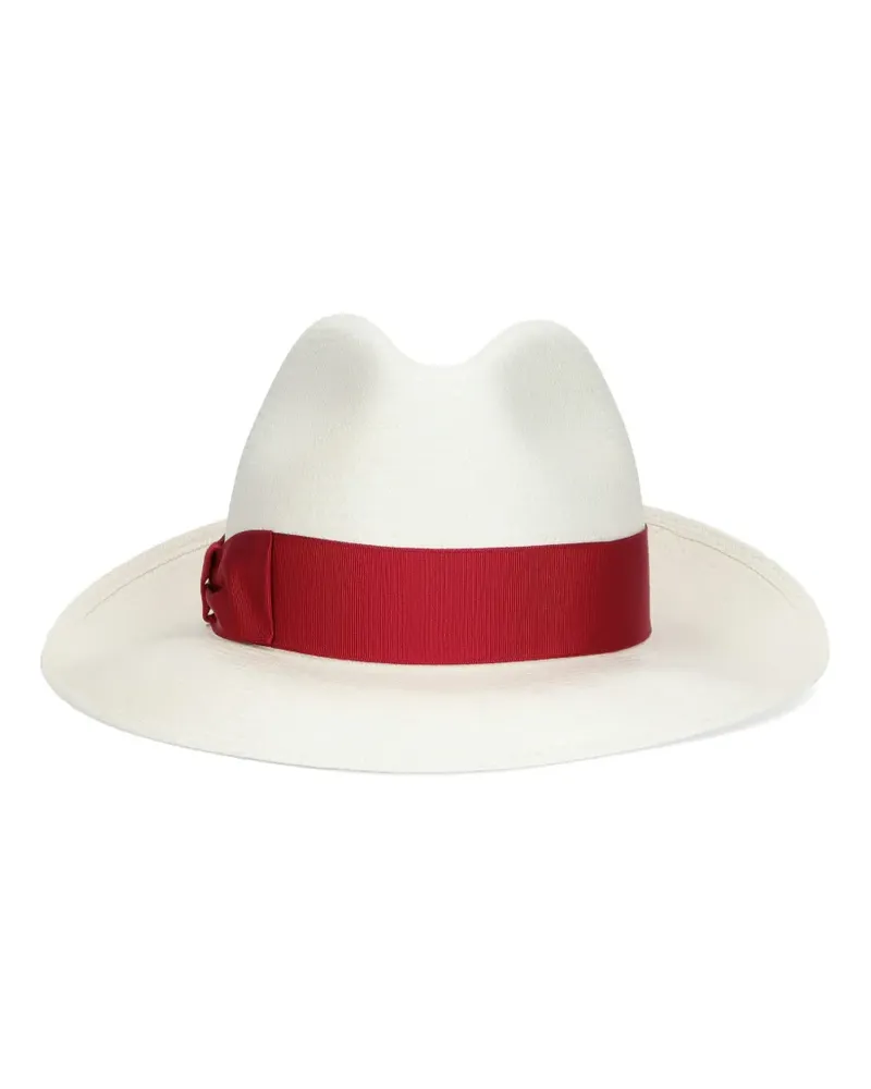 Borsalino Sonnenhut mit Schleifendetail - Weiß Weiß