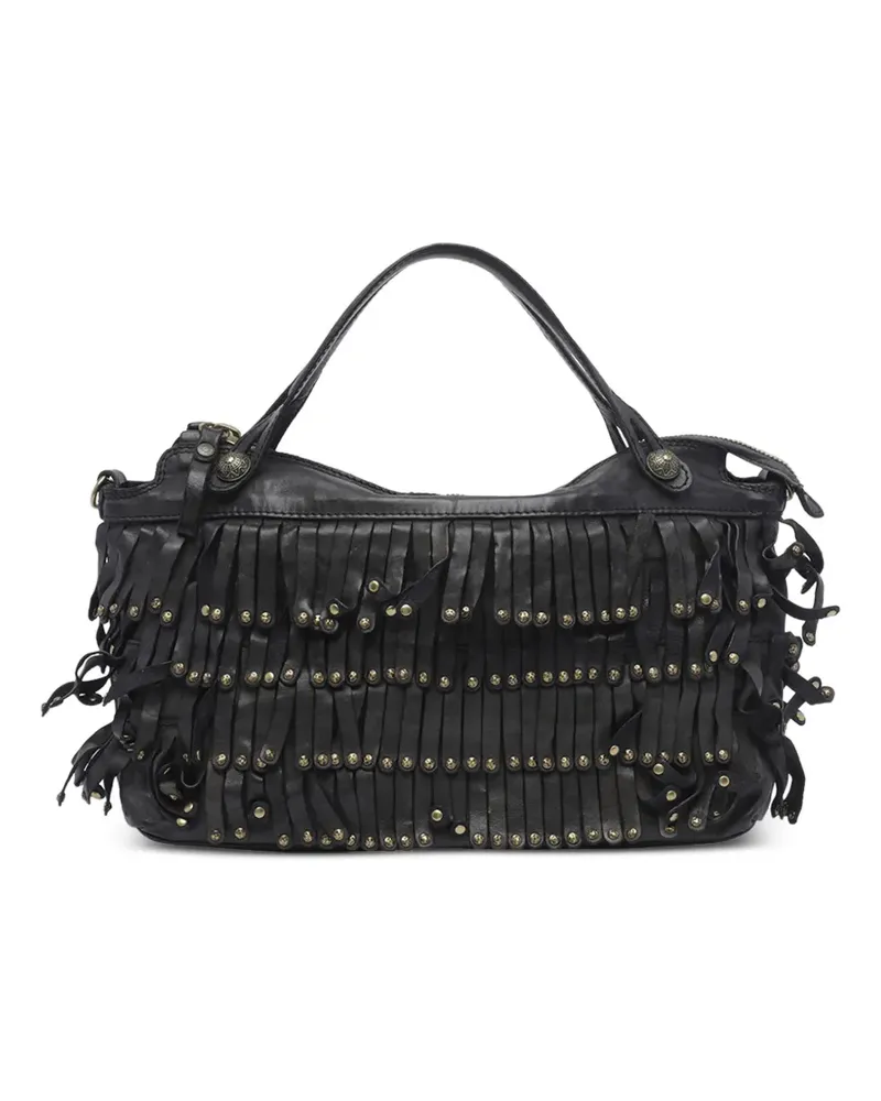 Campomaggi Melissa Tote Bag mit Nieten und Fransen - Schwarz Schwarz