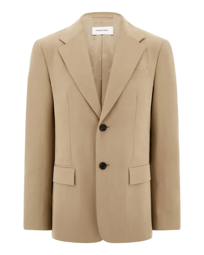 Ferragamo single-breasted flannel blazer - Nude Nude