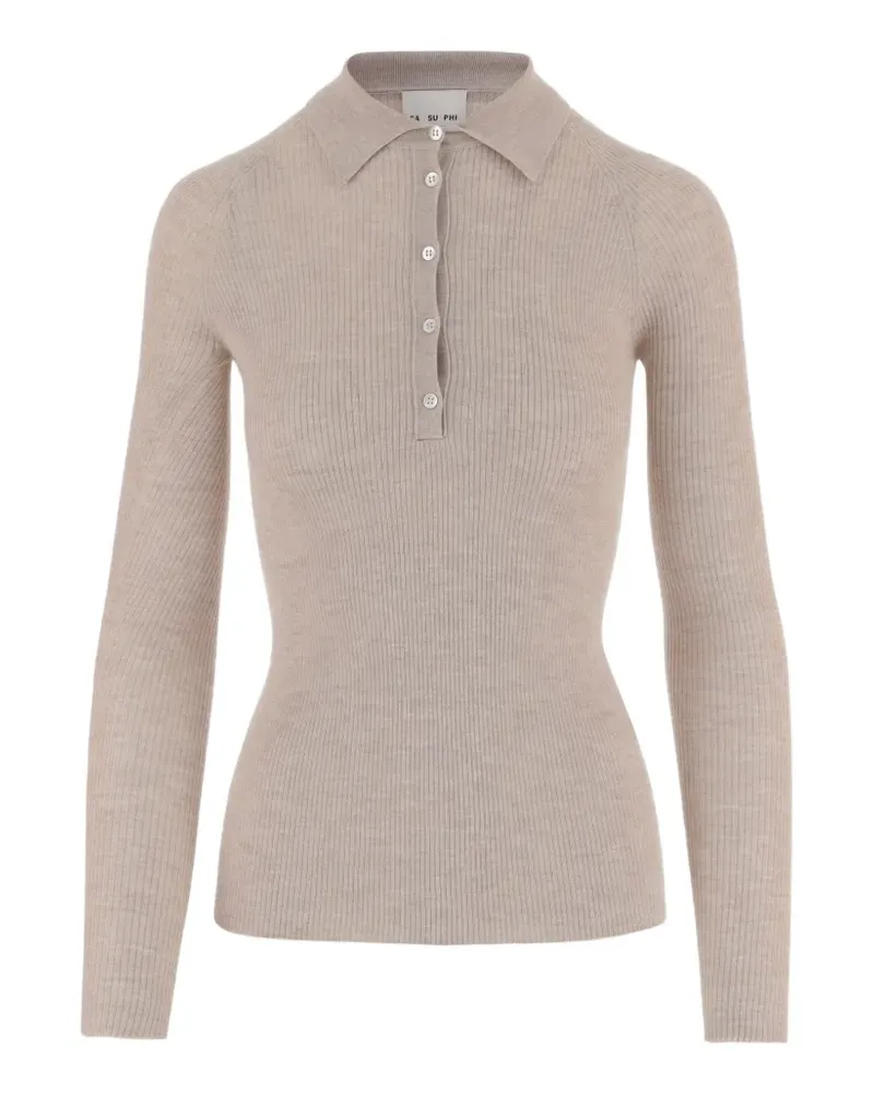 Sa Su Phi ribbed button polo shirt - Nude Nude
