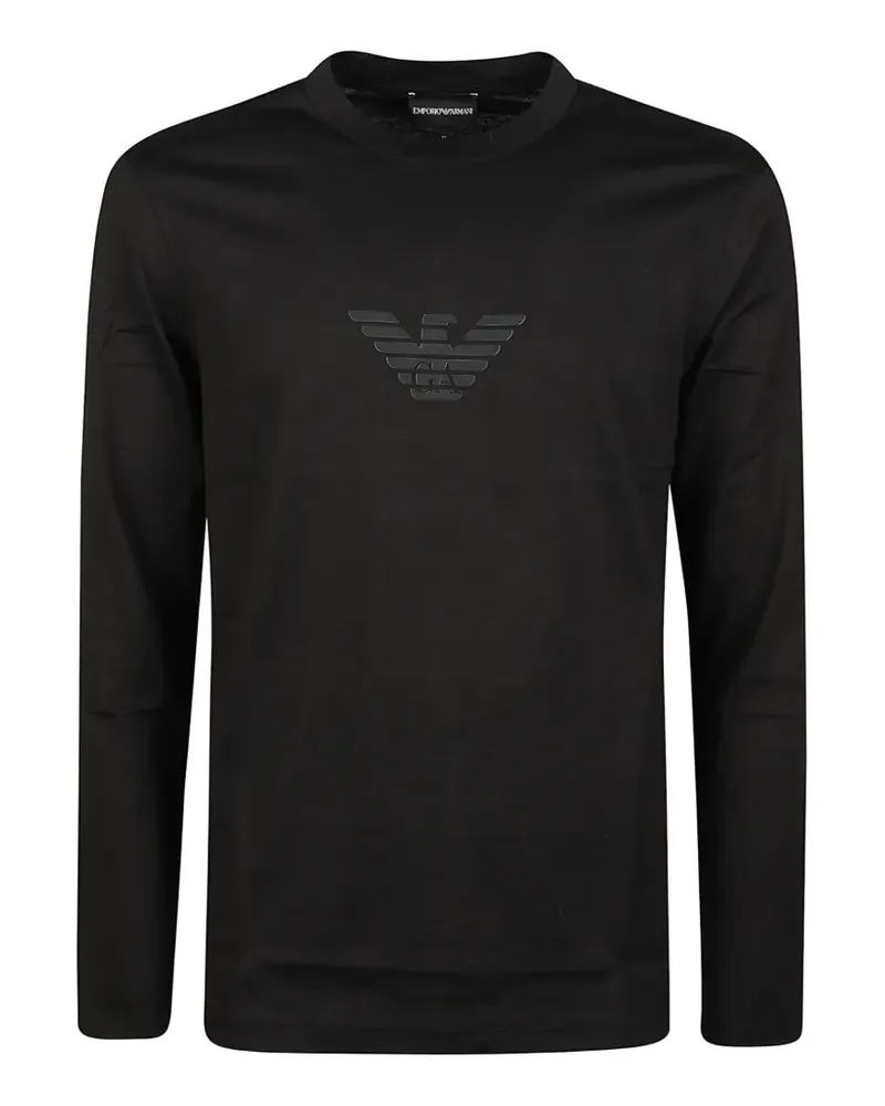 Emporio Armani logo-embossed long-sleeve T-shirt - Schwarz Schwarz