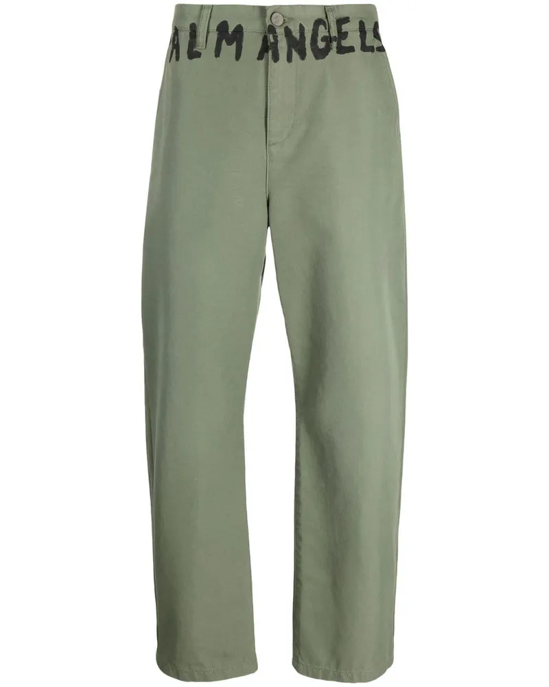 Palm Angels Chino mit Logo-Print - Grün Grün