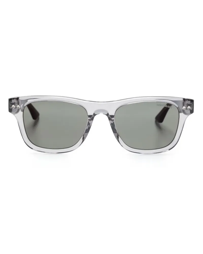 Montblanc Eckige Sonnenbrille mit Logo-Schild - Schwarz Schwarz