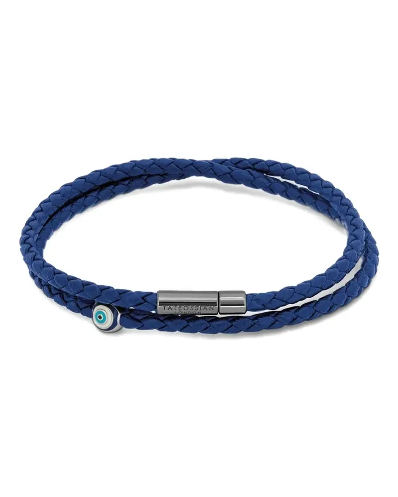 Tateossian Evil-Eye-Armband aus geflochtenem Leder - Blau Blau
