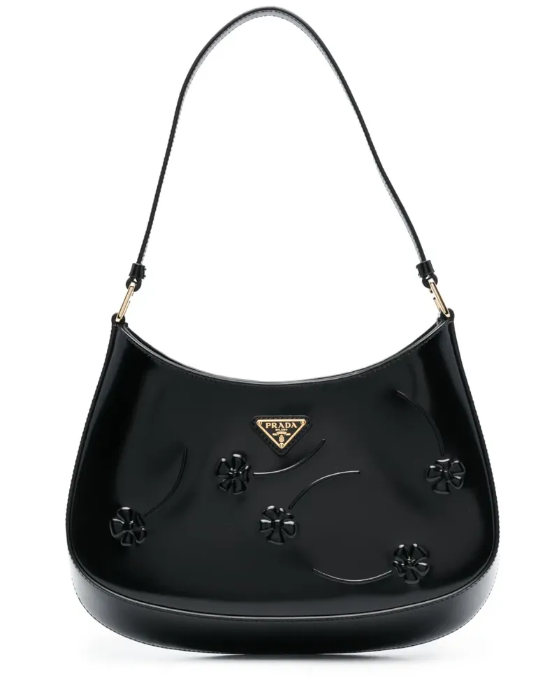Prada Schultertasche mit Prägung - Schwarz Schwarz