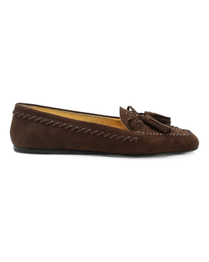 Prada tassel-detail whipstitch-trim loafers - Braun Braun
