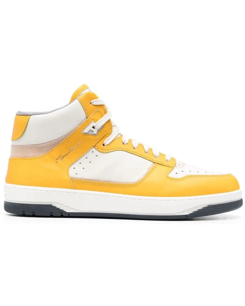 Santoni High-Top-Sneakers mit Kontrasteinsätzen - Gelb Gelb