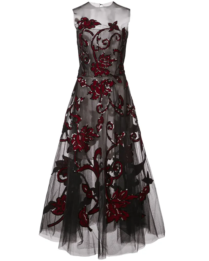 Oscar de la Renta Semi-transparentes Kleid mit Pailletten - Schwarz Schwarz