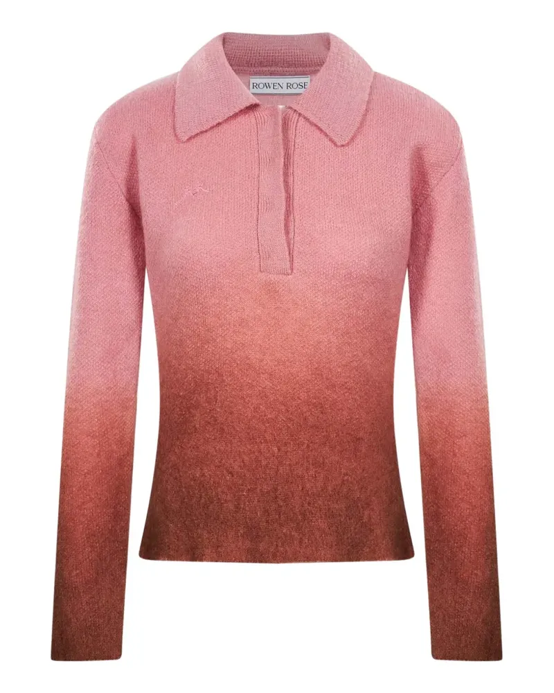 Rowen Rose ombré-effect long sleeve polo shirt - Rosa Rosa