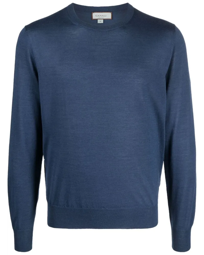 Canali Fein gestrickter Pullover Blau