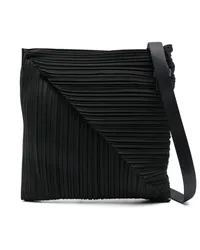 Issey Miyake Kleine Diagonal Pleats Schultertasche Schwarz