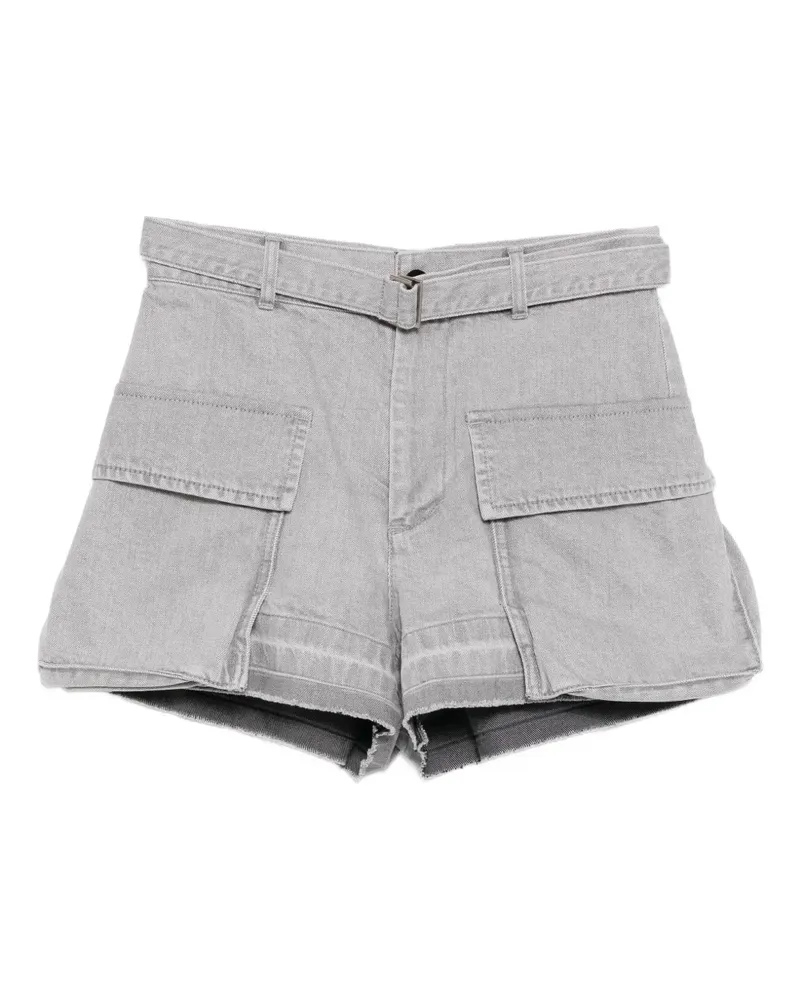 Sacai belted denim shorts - Grau Grau