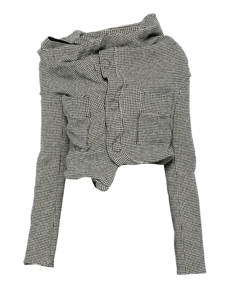 Junya Watanabe Drapierte Jacke mit Hahnentrittmuster - Schwarz Schwarz