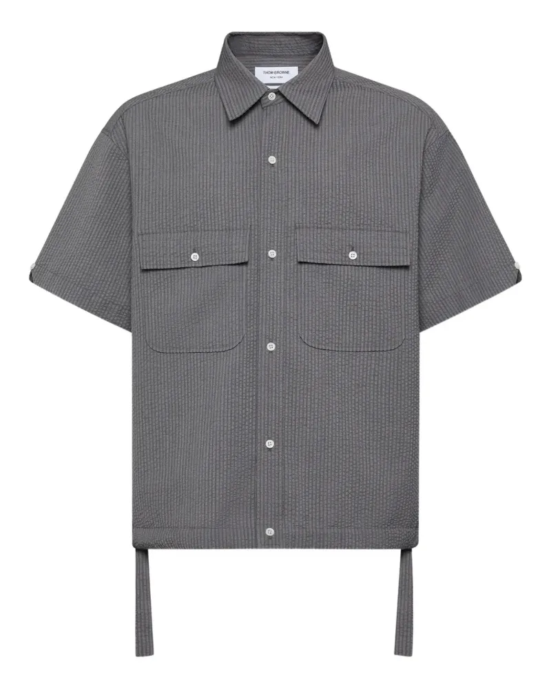 Thom Browne Kurzärmeliges Seersucker-Hemd - Grau Grau