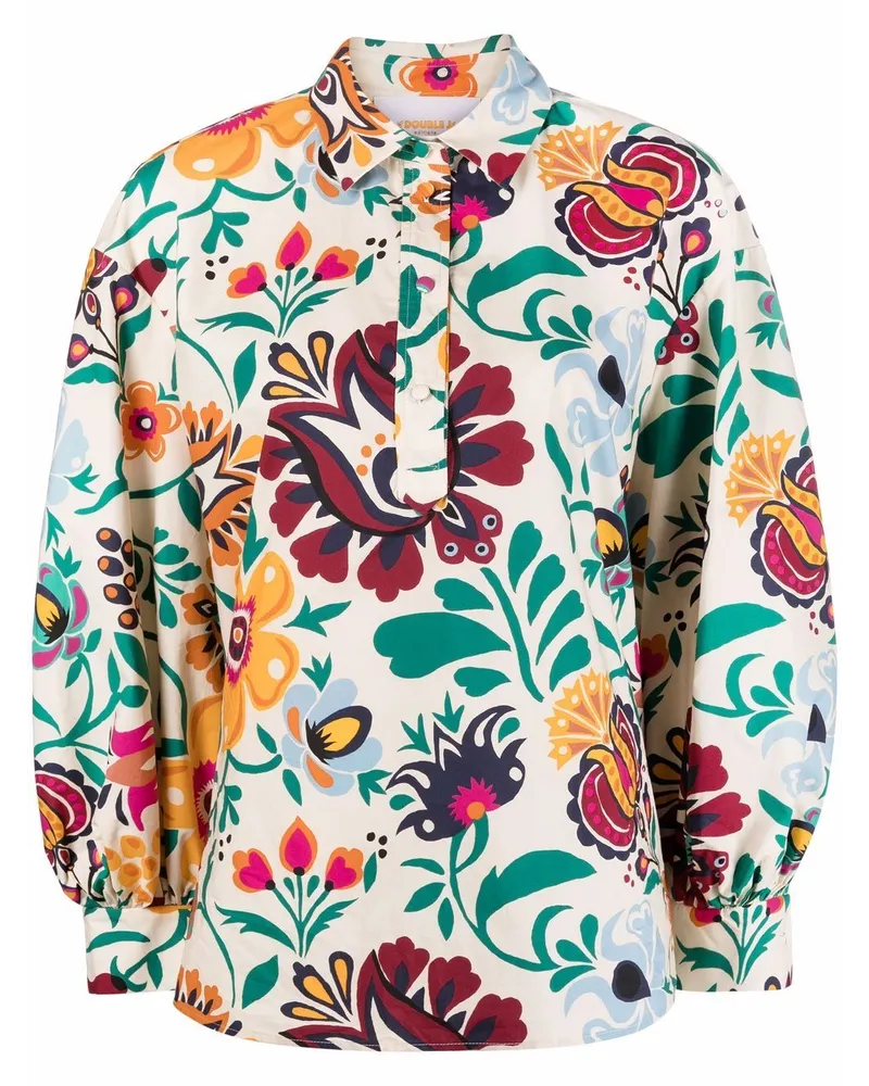 La DoubleJ Poet Hemd mit Blumen-Print - Nude Nude