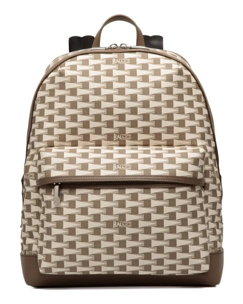 Bally Rucksack aus Faux-Leder mit Print Nude