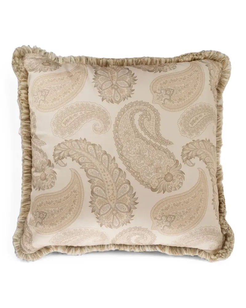 Etro Paisley fringe-trim pillow - Nude Nude