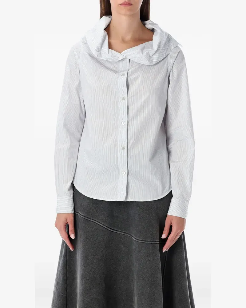 Our Legacy striped collapsed-collar shirt - Weiß Weiß