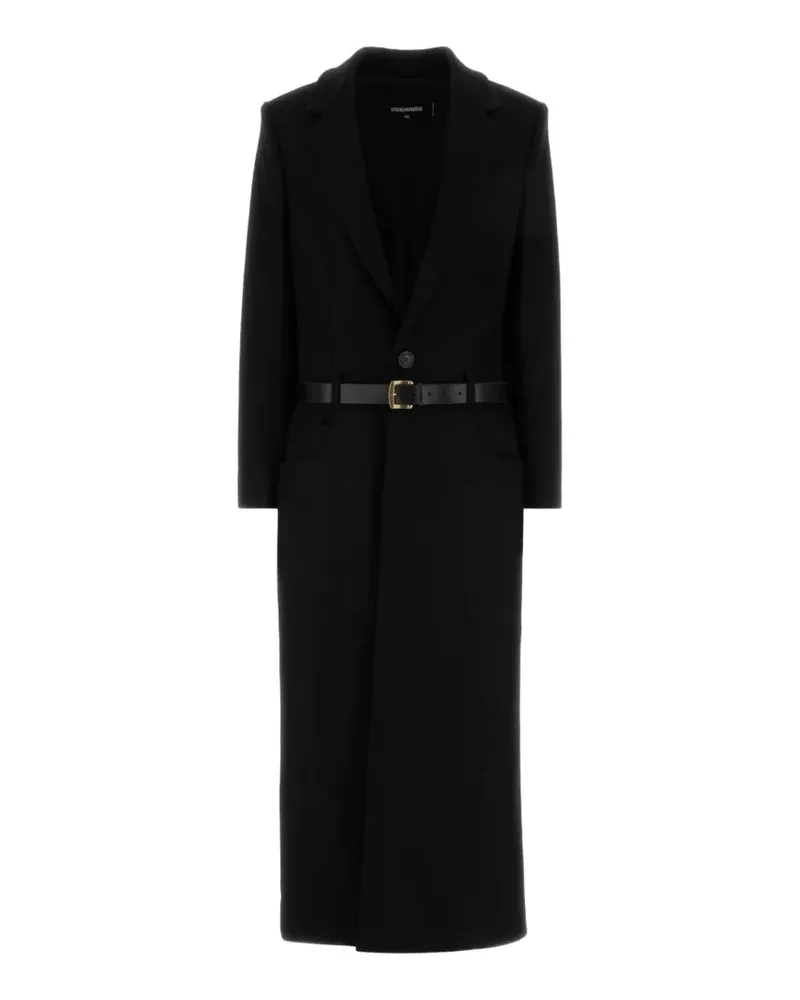 Dsquared2 Einreihiger Mantel mit Gürtel - Schwarz Schwarz