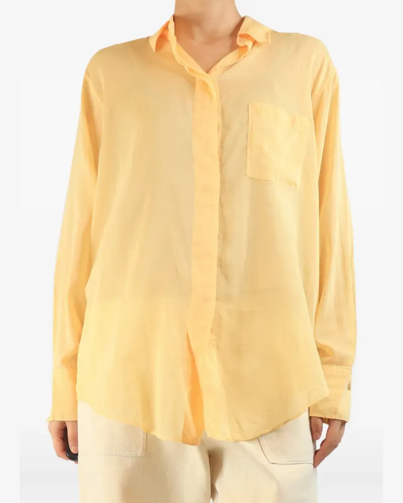 forte_forte sheer chest-pocket shirt - Gelb Gelb