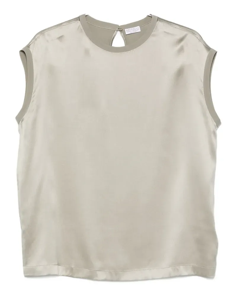 Brunello Cucinelli Monili satin top - Grün Grün
