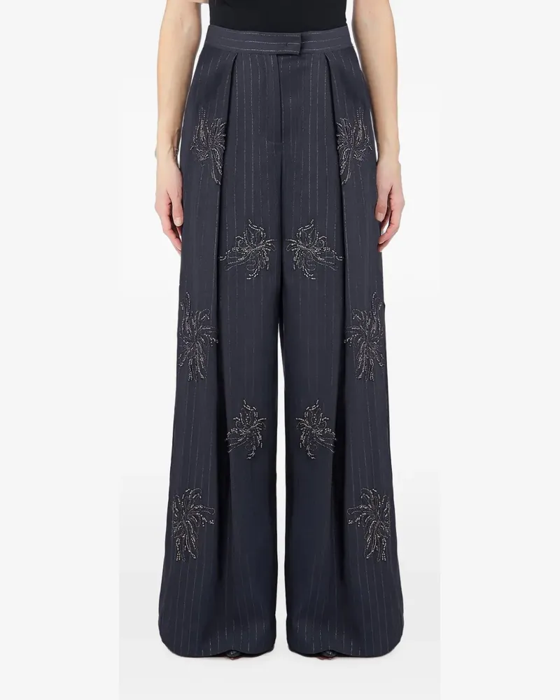 Liu Jo pinstripe-pattern bead-embellished palazzo pants - Grau Grau