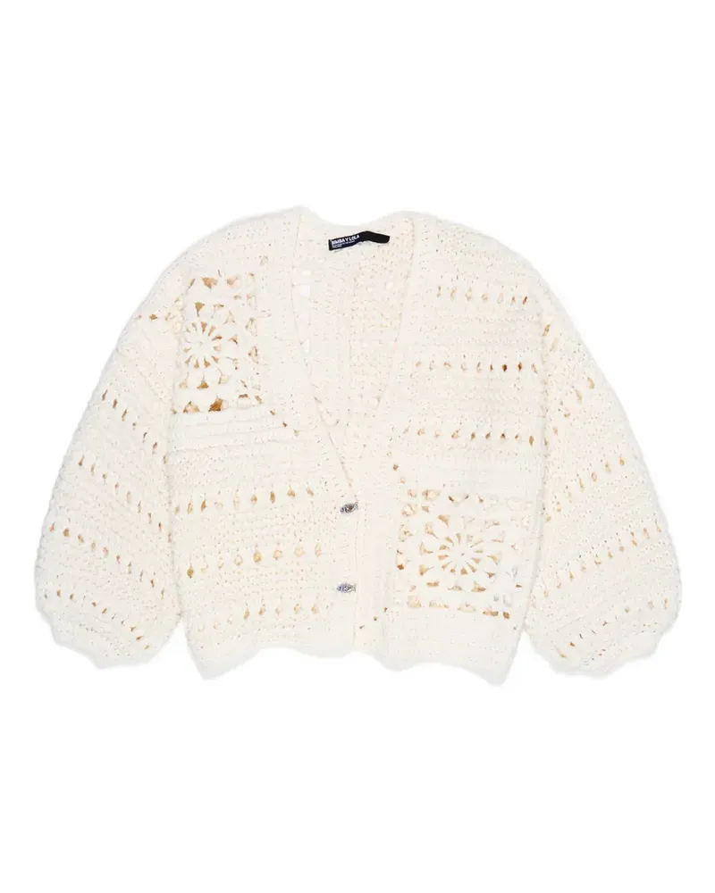 BIMBA Y LOLA Gehäkelter Cardigan mit Blumen - Weiß Weiß