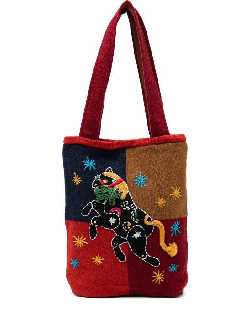 YANYAN KNITS horse-embroidered tote bag - Rot Rot