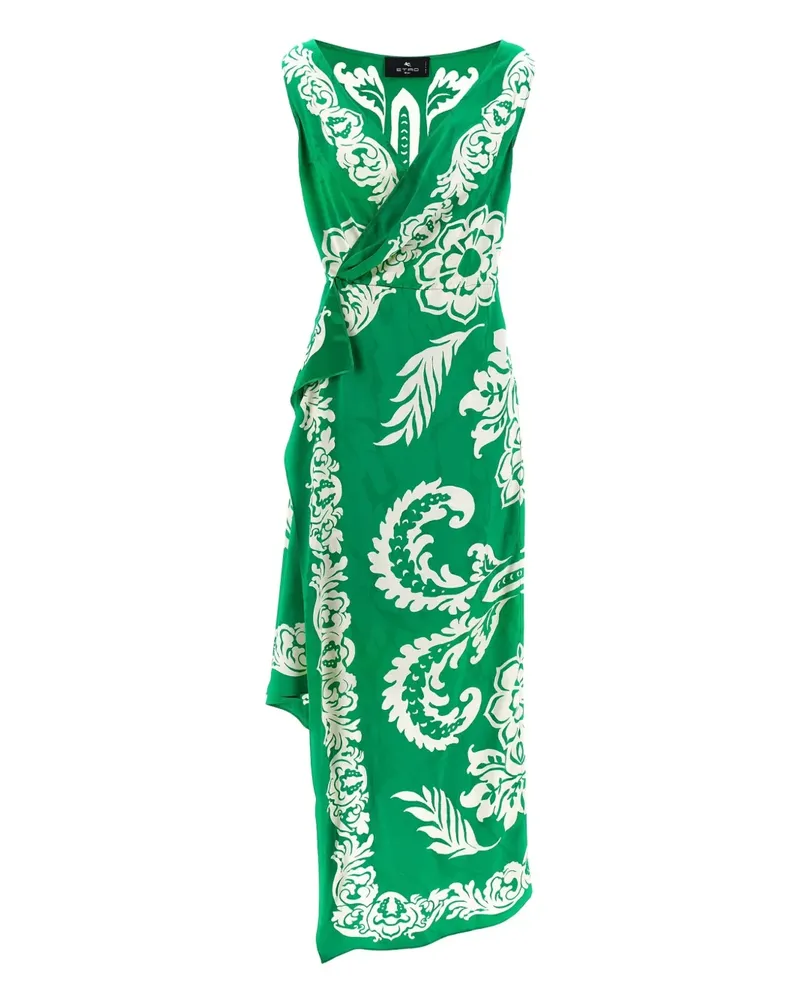 Etro Midikleid mit Blumen-Print - Grün Grün