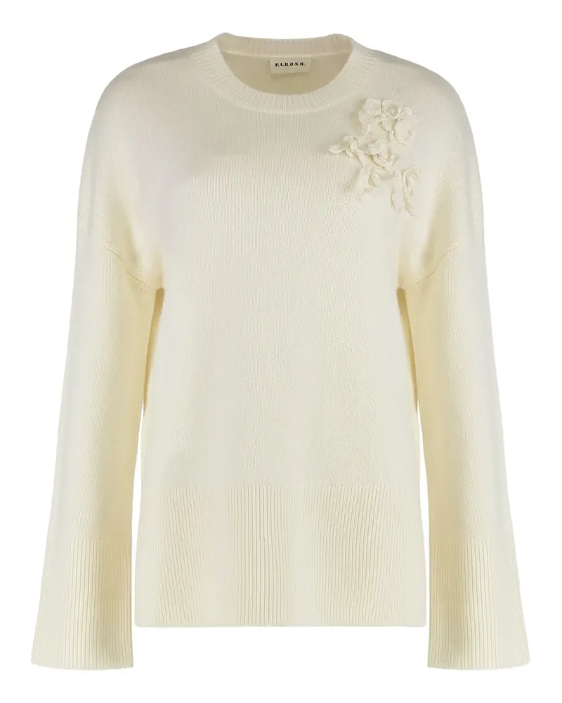 P.A.R.O.S.H. P.A.R.O H. floral-appliqué bell-sleeve sweater - Nude Nude