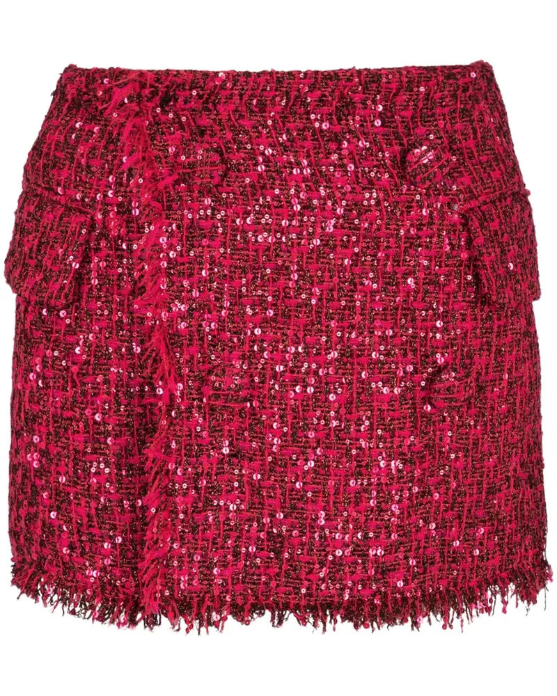 Balmain Tweed-Minishorts mit Knopfdetail - Rot Rot