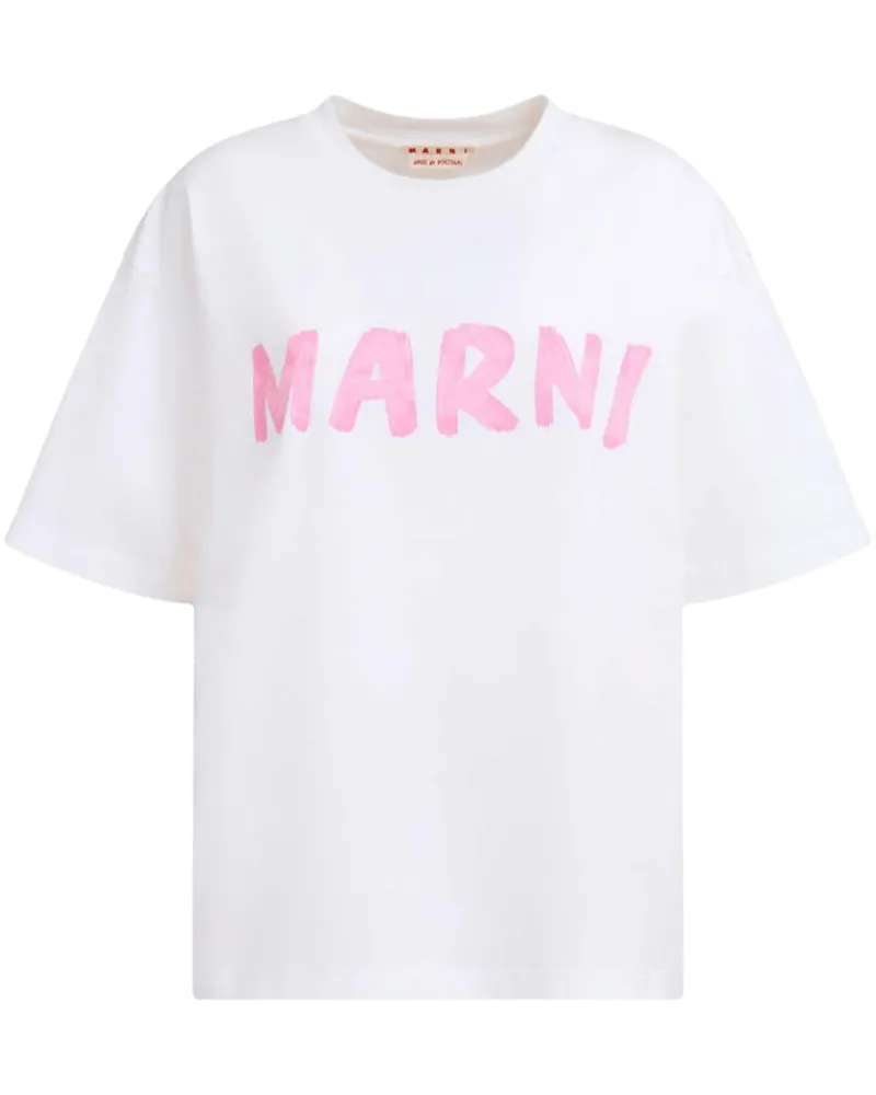 Marni T-Shirt mit Logo-Print - Weiß Weiß