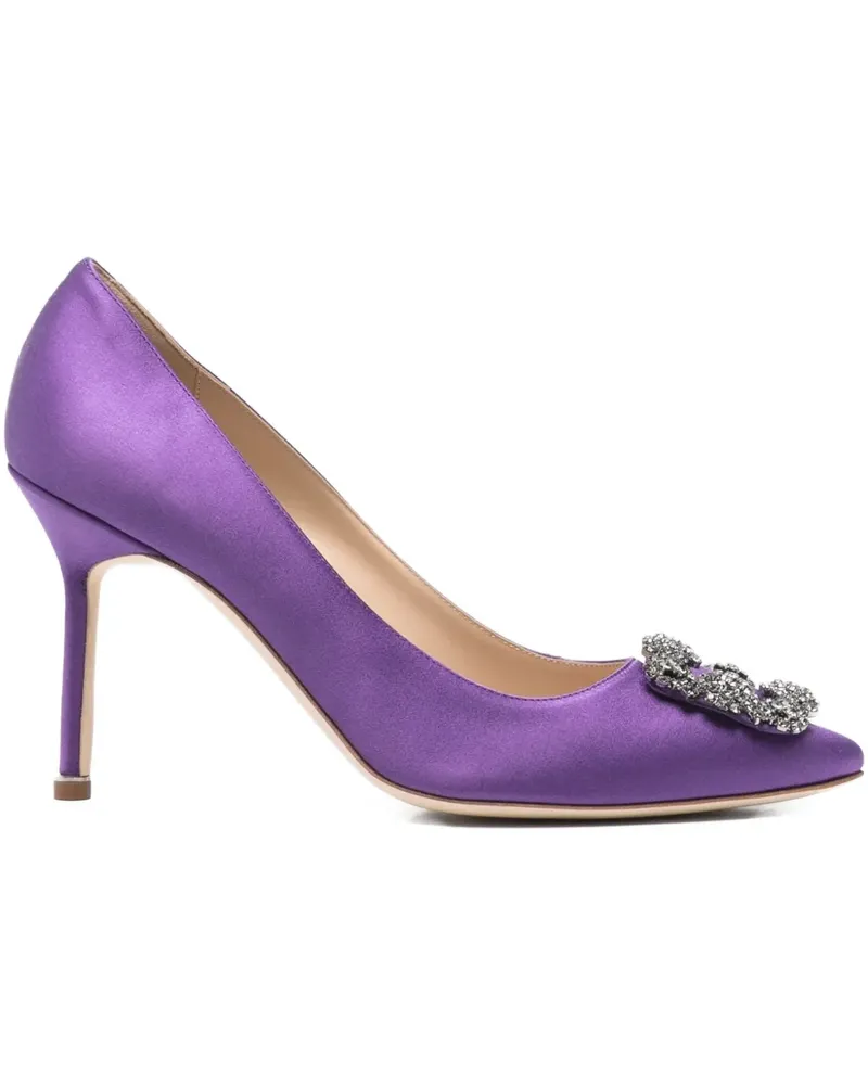 Manolo Blahnik satin jewel-embellished pumps - Violett Violett