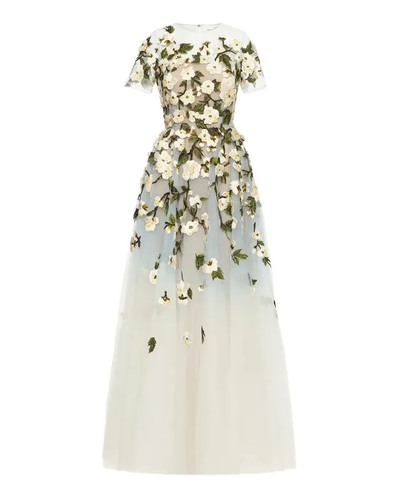 Oscar de la Renta floral maxi dress - Weiß Weiß