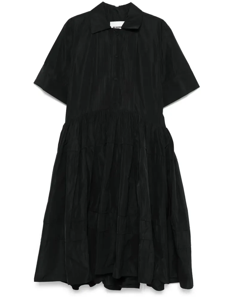 Jil Sander Kleid mit Biesen - Schwarz Schwarz