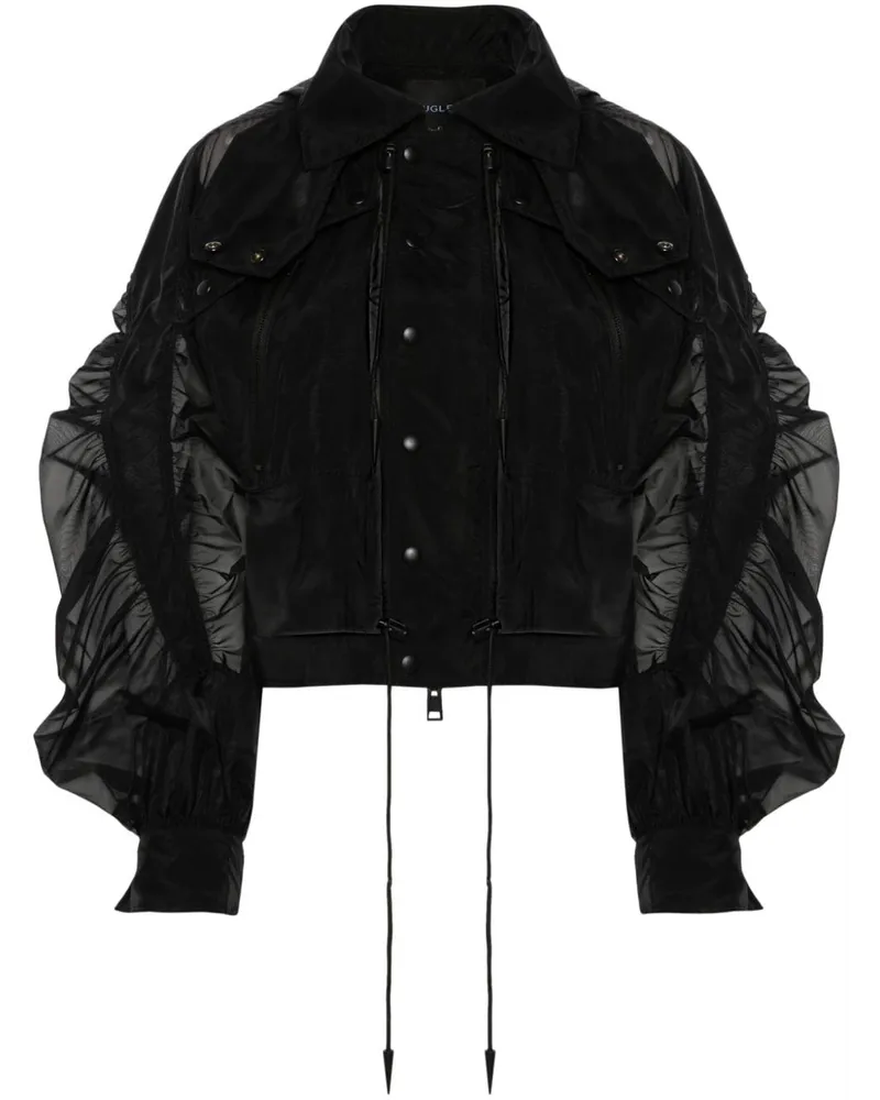 Thierry Mugler Semi-transparente Bomberjacke - Schwarz Schwarz