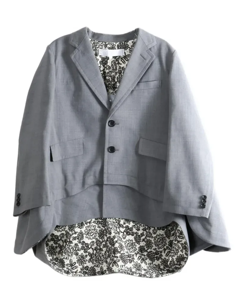 Comme des Garçons Sakko im Layering-Look mit fallendem Revers - Grau Grau